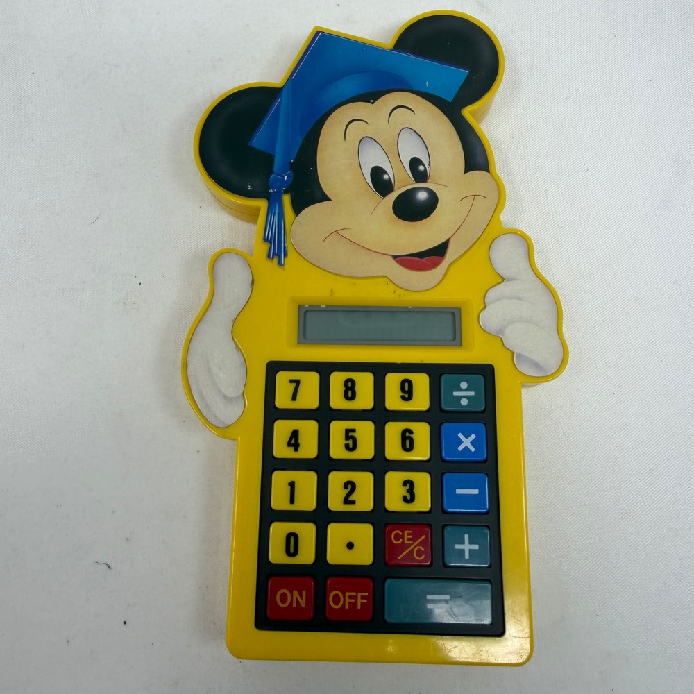 Vintage Mickey Mouse Graduation Calculator Concept 2000 Yellow WD-1011 Untested